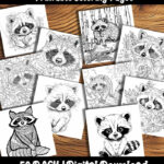 raccoon coloring pages by happy colorist